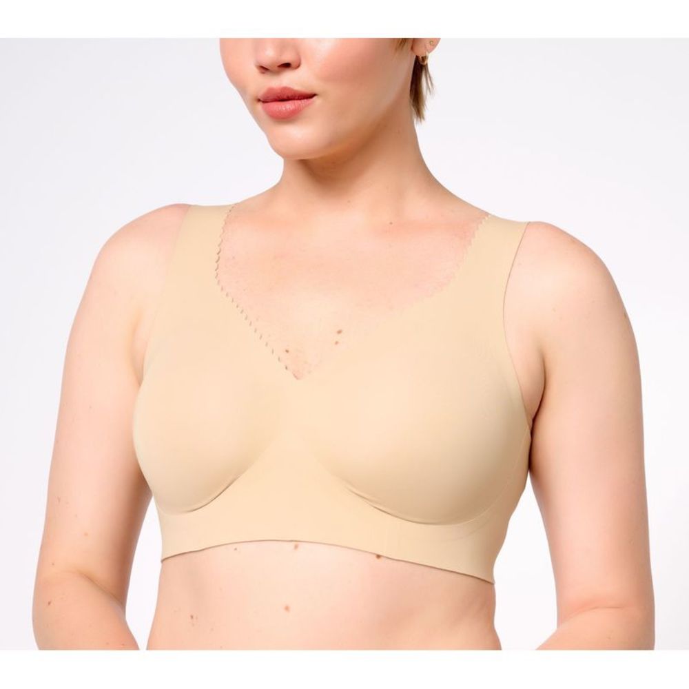 Evelyn & Bobbie Women's Bra Sz XL Seamless Wirefree Beige A587080